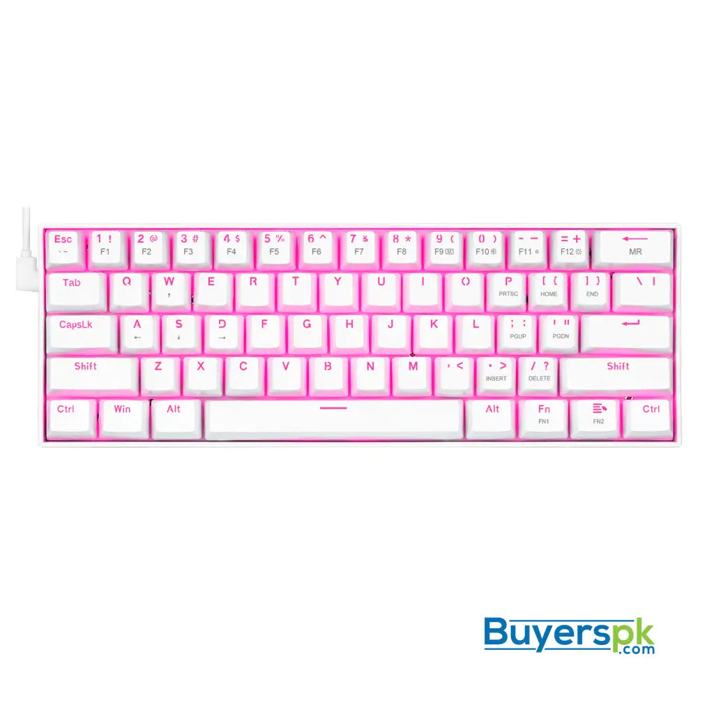 Redragon K630w Dragonborn 60% Wired Gaming Keyboard White - Pink Led Backlit - Price in Pakistan Redragon K630w Dragonborn 60% Wired Gaming Keyboard White - Pink Led Backlit - Price in Pakistan